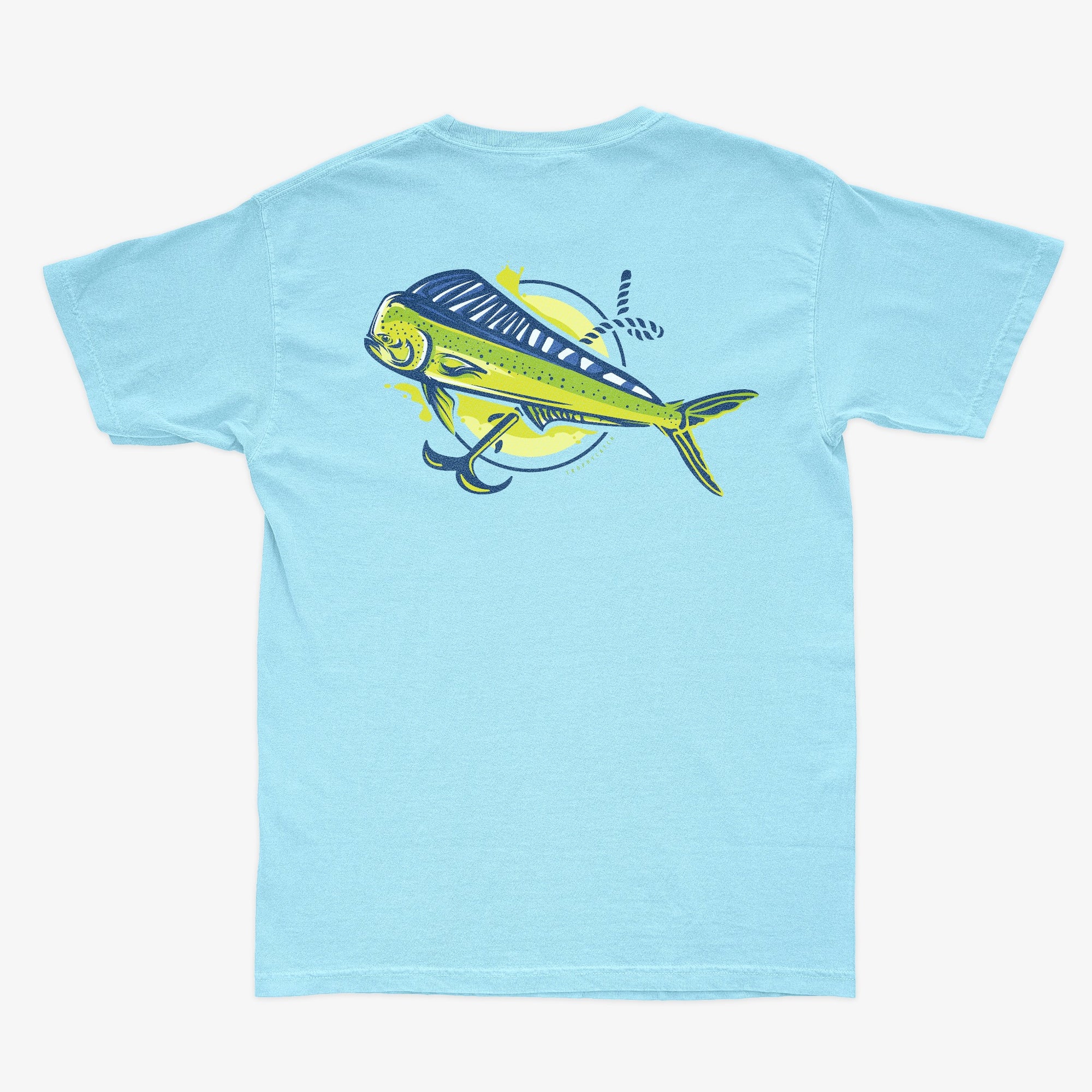 Men's TrophyCatch Supply Light Blue Fishing T-Shirt Mahi Mahi Pima Cotton - XXL